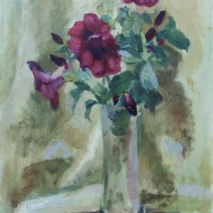 Flores rojas sobre fondo verde de Nahuel Vera