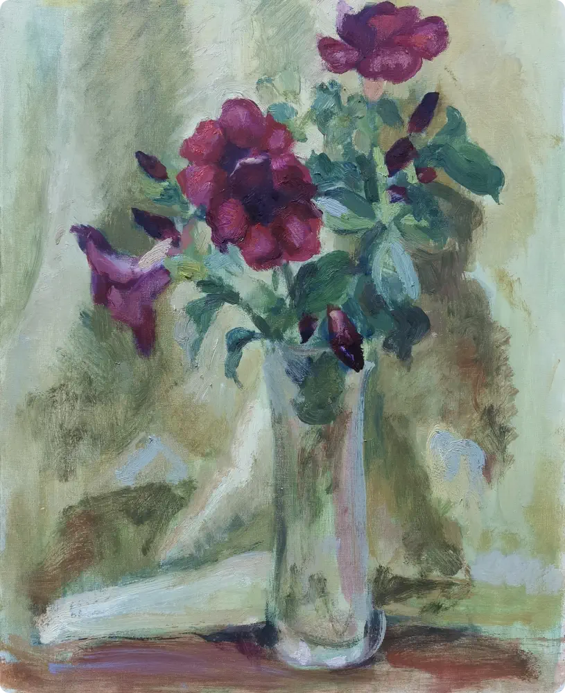 Flores rojas sobre fondo verde de Nahuel Vera